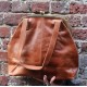 Maya Large Top Clip Tan Leather Handbag 